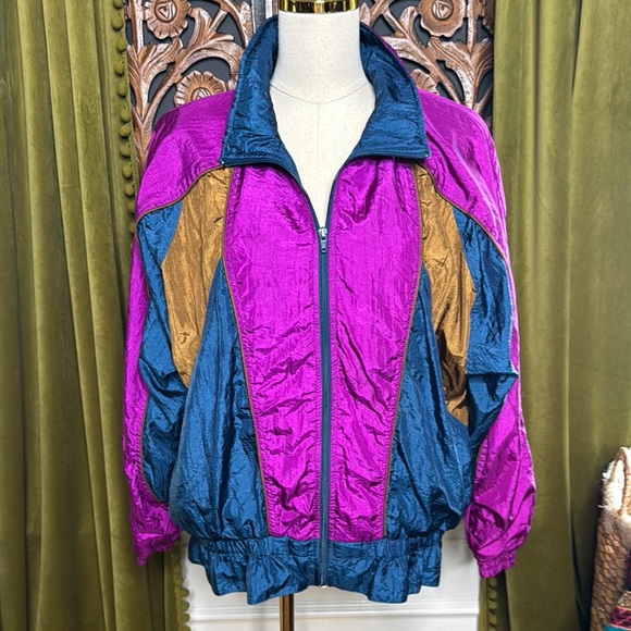 Veste Vintage Bocoo Années 80 – Coupe Vent (Windbreaker) Marine Style Nautique – Taille L – Occasion Très Bon état